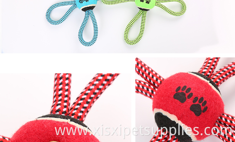 ready to ship flower shape rope pet toy with tennis ball new pattern